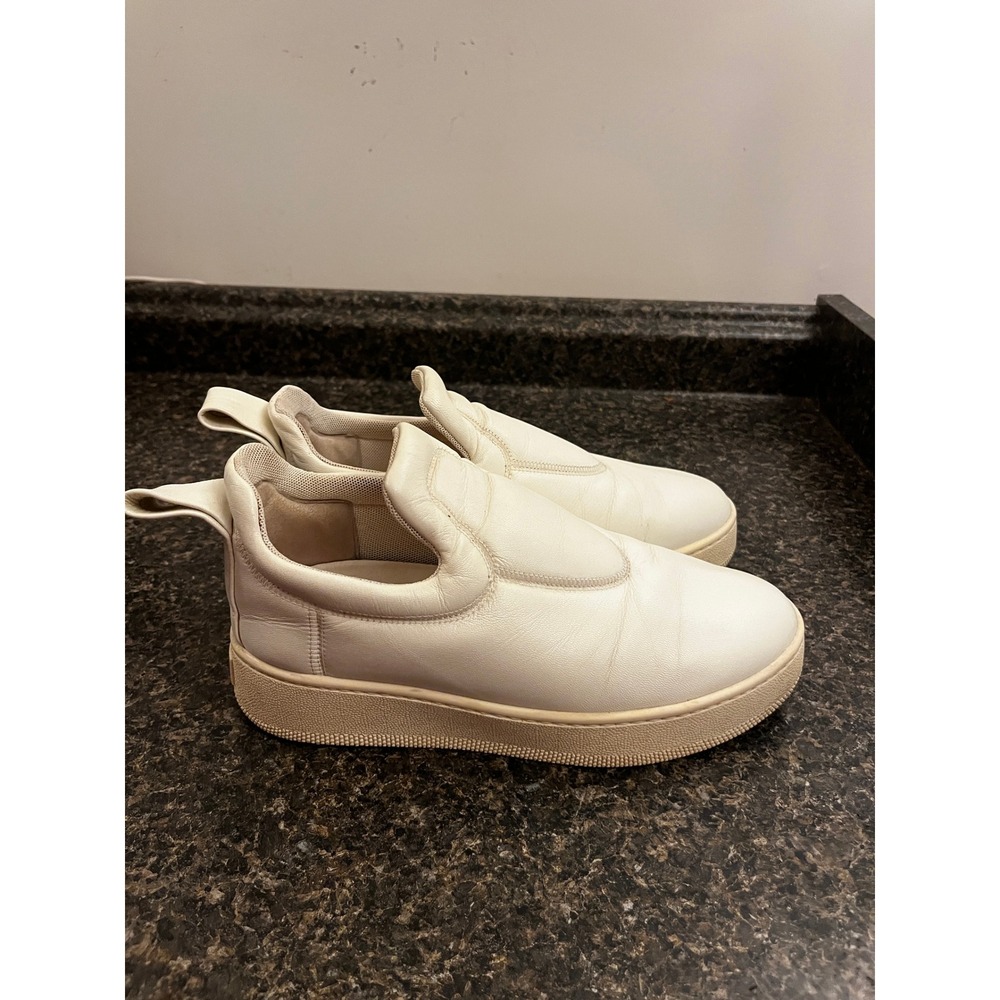 Celine Paris Women Cream Leather Padded Slip On Platform Sneakers Size 37 Italy - Picture 2 of 8